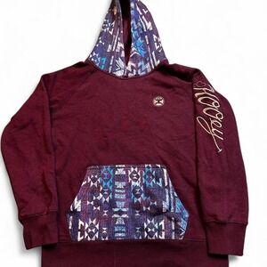 Hooey women's Aztec southwestern burgundy pullover hoodie size large